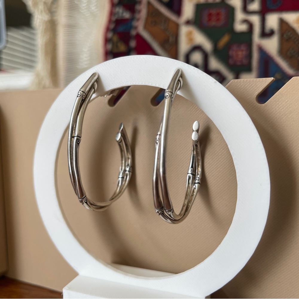 JOHN HARDY BAMBOO TWIST Sterling Silver 925 Hoop Earrings